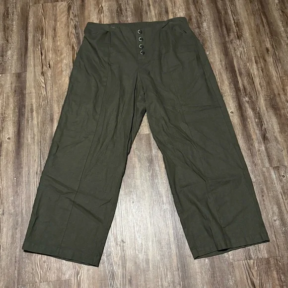 Universal Standard Olive Coastal Linen Pants, Small - Picture 2 of 8